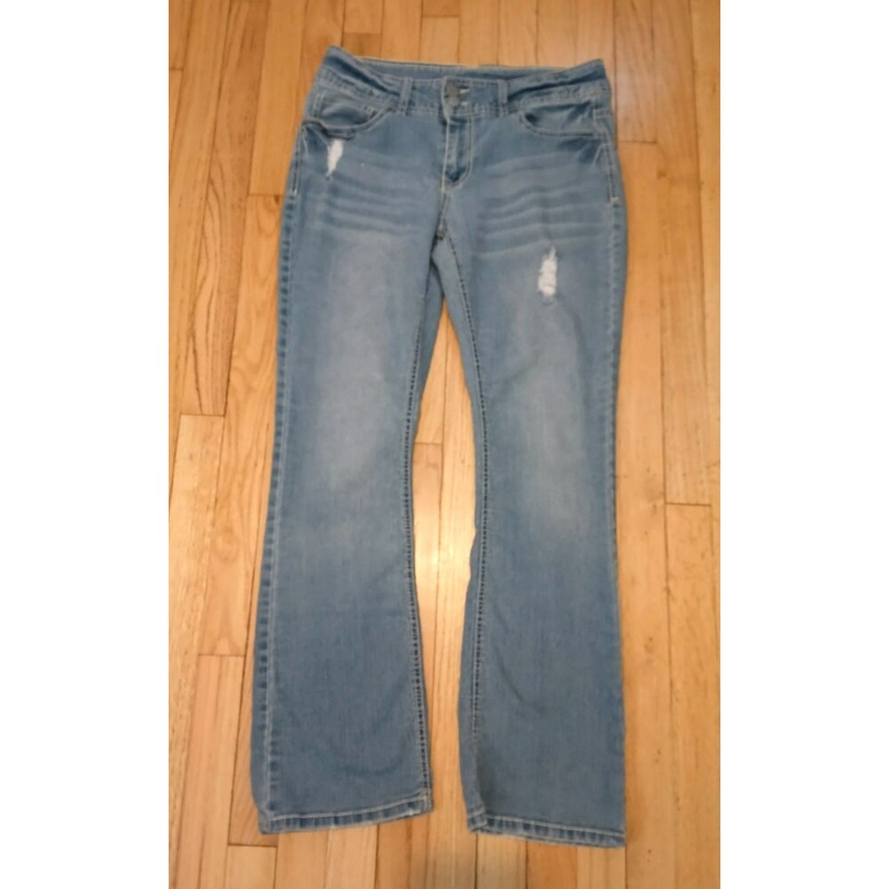 Women's Denim Jeans Button Back Pockets Wide Leg 31 Inch Waist - Picture 2 of 7